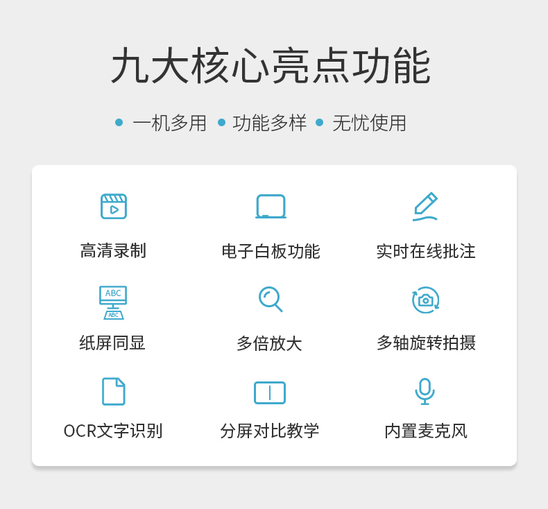 捷宇V20視頻展臺(tái)核心功能特點(diǎn)